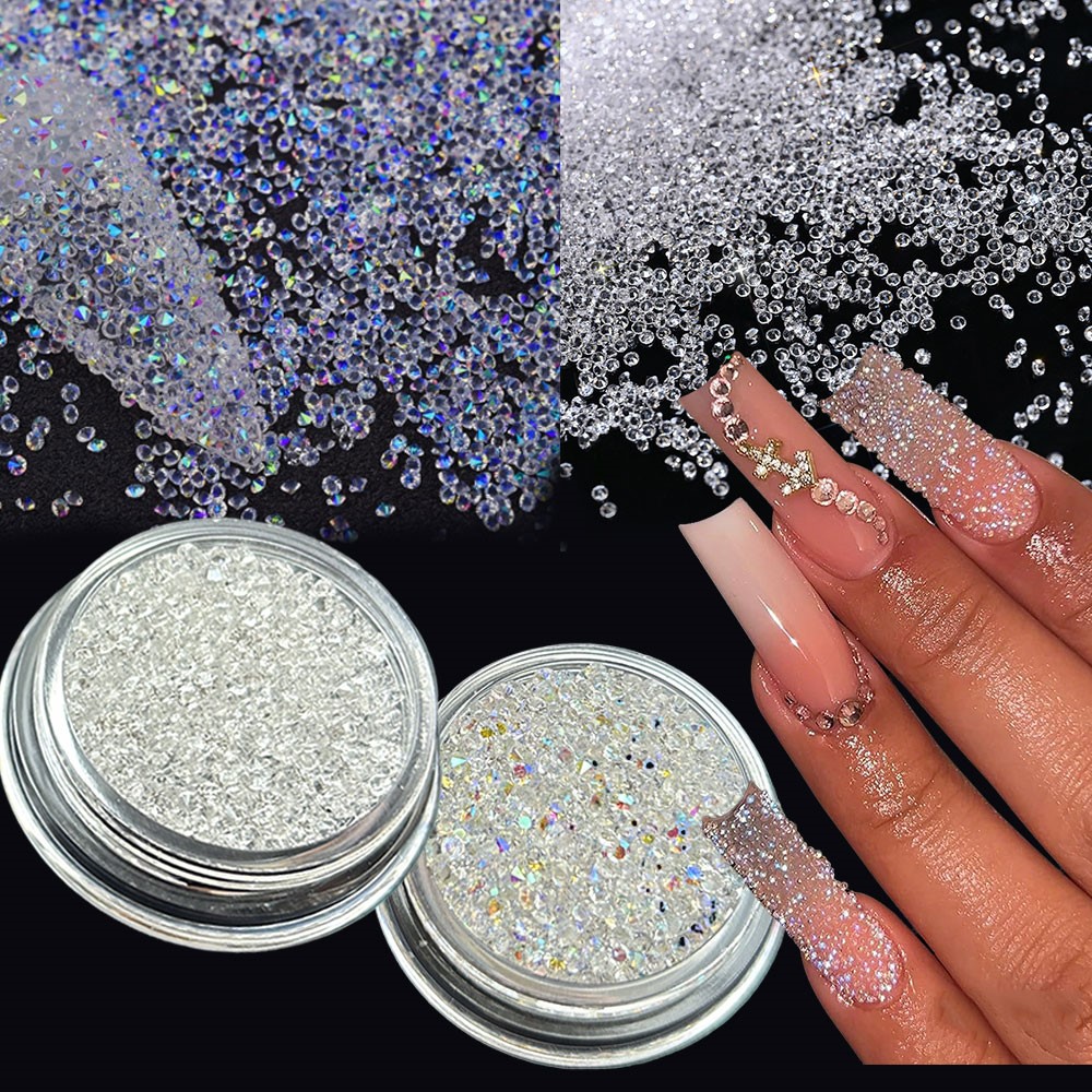 Rhinestone Nail Gem - 2 toples manik-manik kaviar mini bening
