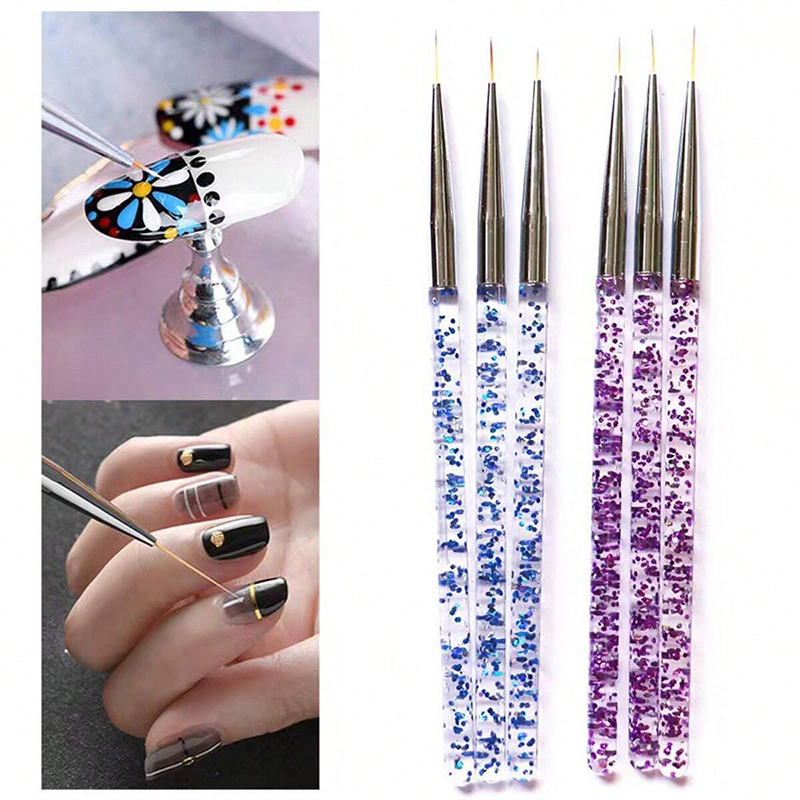 Nail Fan Brush - 3 buah Set Kuas Liner seni