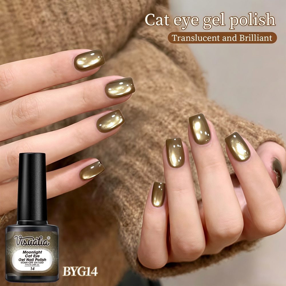 Nail Art Cat Eye Simple - Cat Eye Nail Polish Visuatia Olive