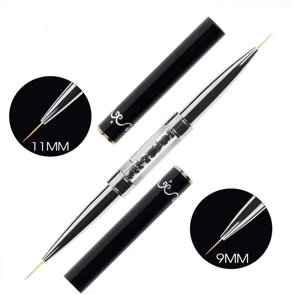 Nail Fan Brush - Pena Liner Nail Art Gagang Logam