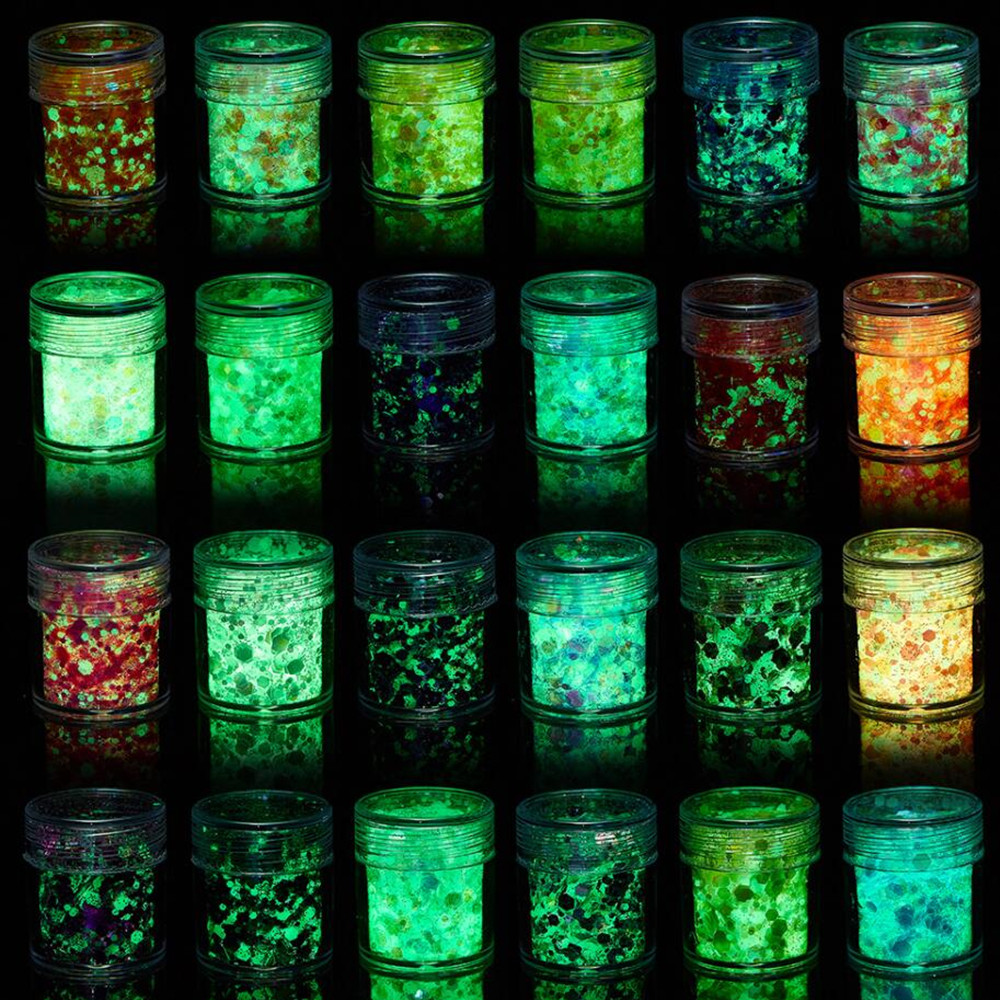 Nail Art Emerald - 24 Warna Payet Bercahaya Bercahaya Dalam
