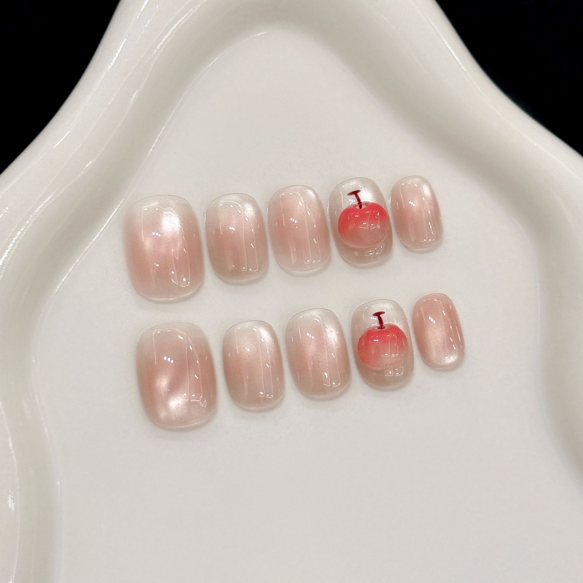 Nail Art Cat Eye Simple - 10pcs Kuku Palsu Buatan Tangan Sederhana
