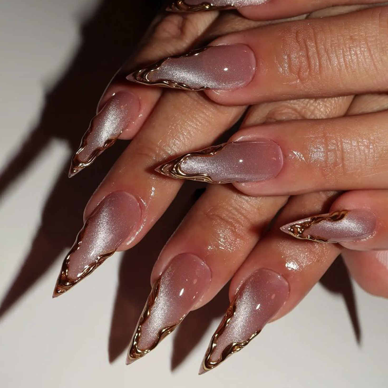 Nail Art Cat Eye Simple - Kuku Palsu Cat Eye Almond Press