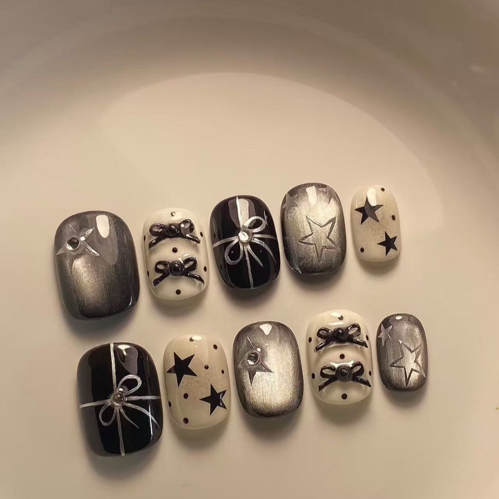 10 Buah Kuku Palsu Musim Gugur - Nail Art Cat Eye Simple ulasan dan harga