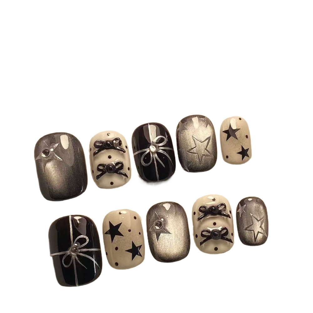 10 Buah Kuku Palsu Musim Gugur - Nail Art Cat Eye Simple ulasan dan harga