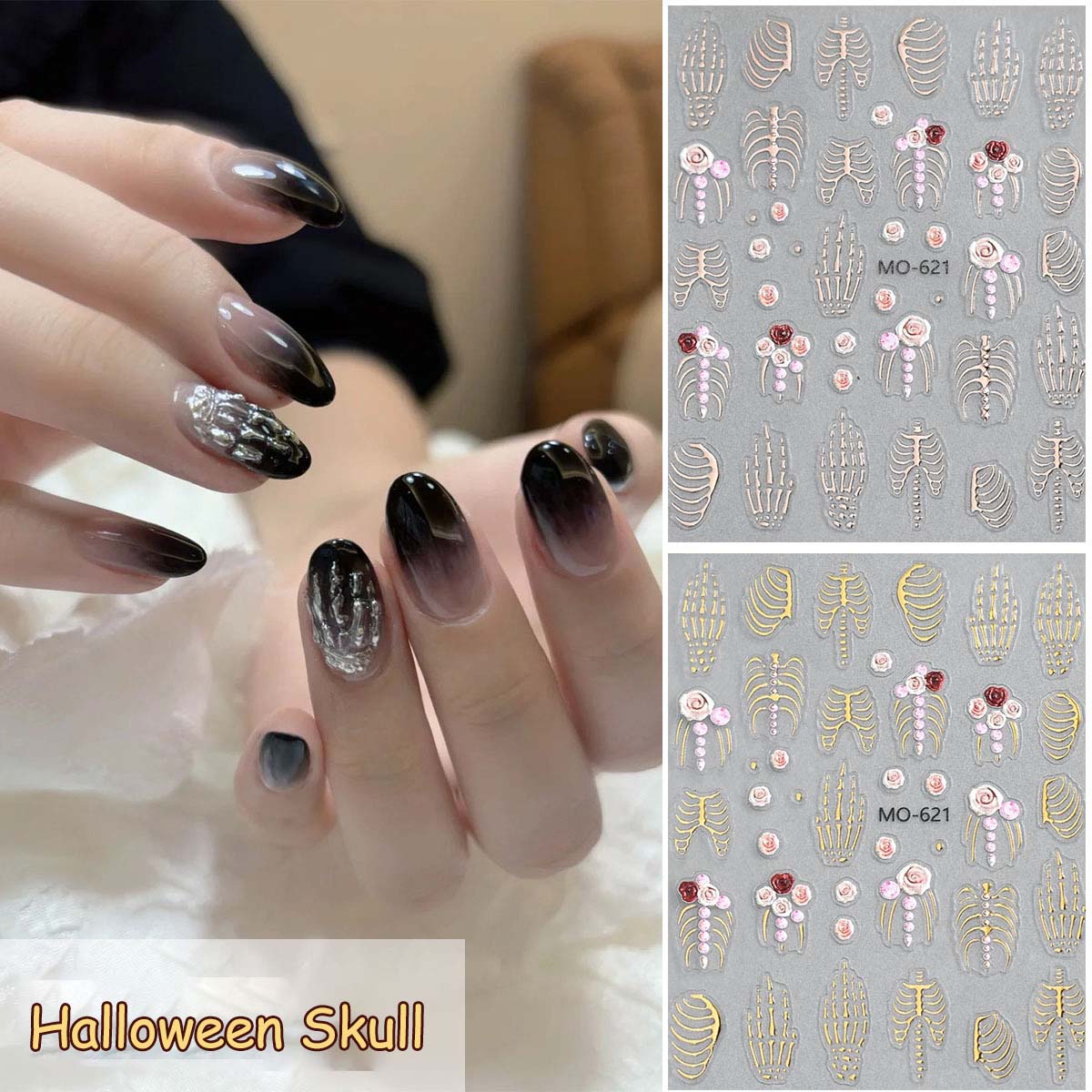1PCS Stiker Kuku Halloween 5D  - Nail Art Gothic ulasan dan harga
