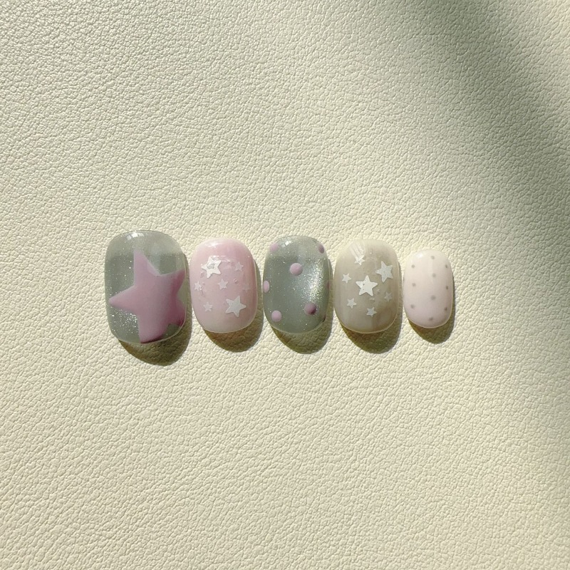 10PCS Kuku Palsu Buatan Tangan - Nail Art Cat Eye Simple ulasan dan harga