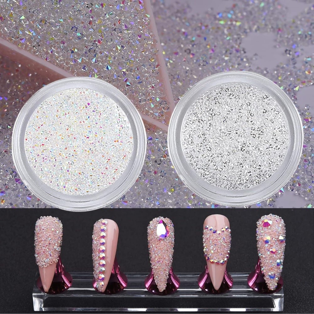 2 toples manik-manik kaviar mi - Rhinestone Nail Gem ulasan dan harga