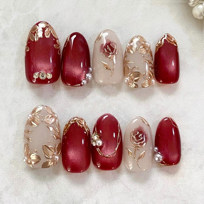 24PCS Kuku Palsu Bentuk Almond - Nail Art Cat Eye Simple ulasan dan harga
