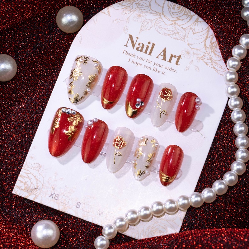 24PCS Kuku Palsu Bentuk Almond - Nail Art Cat Eye Simple ulasan dan harga
