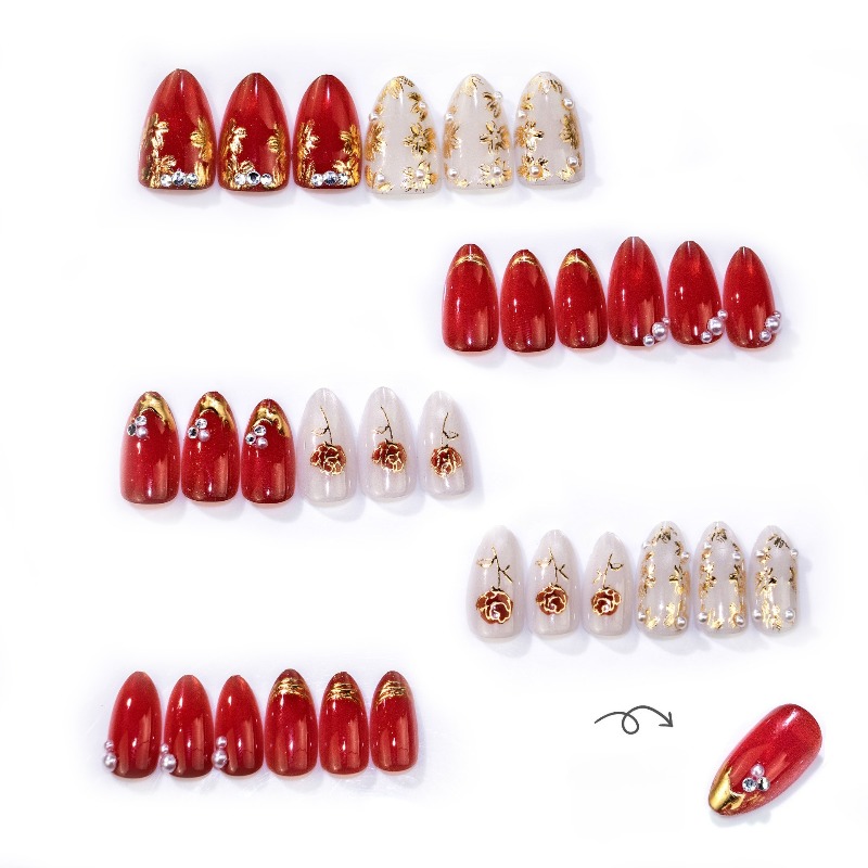 24PCS Kuku Palsu Bentuk Almond - Nail Art Cat Eye Simple ulasan dan harga