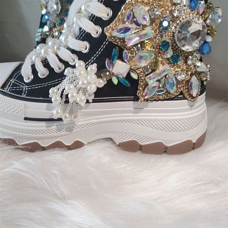 Sepatu Kanvas Bertali Hitam de - Rhinestone Nail Gem ulasan dan harga