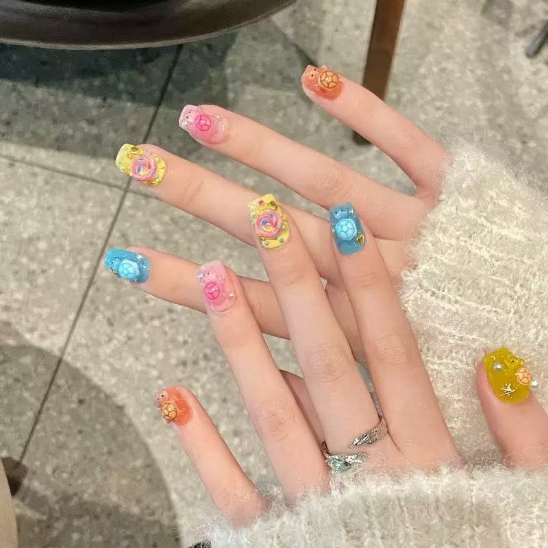100 Mini Turtle Resin Berwarna - Nail Art Emerald ulasan dan harga