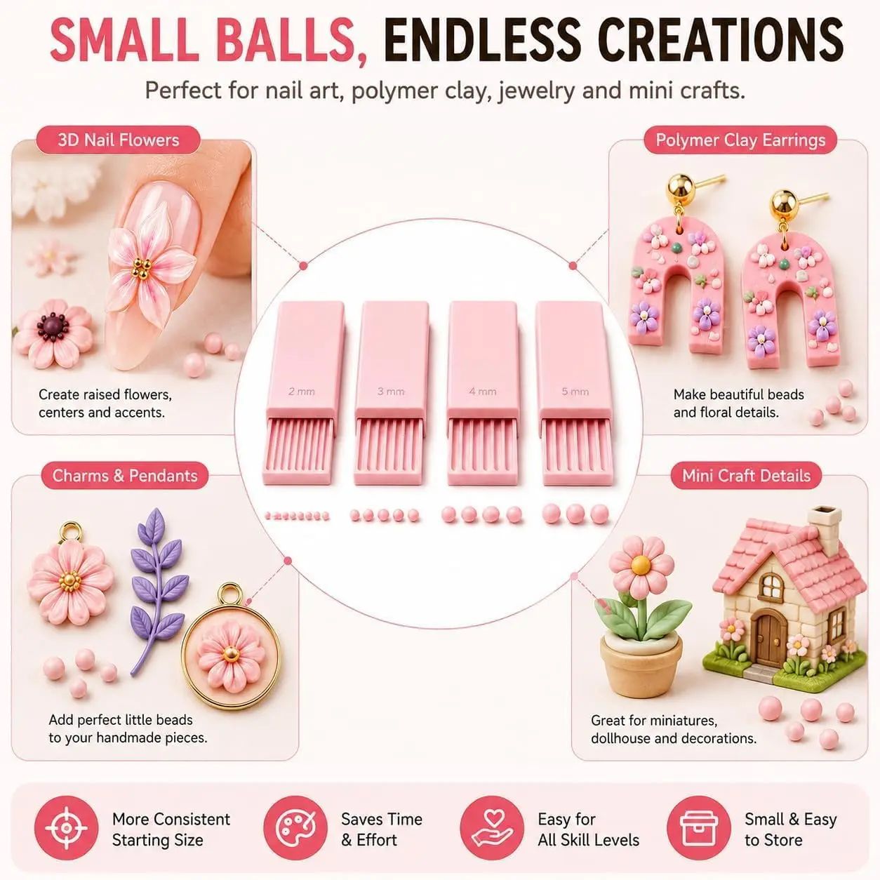 4PCS Alat Pembuat Bola Gel Tan - Nail Art Gel ulasan dan harga