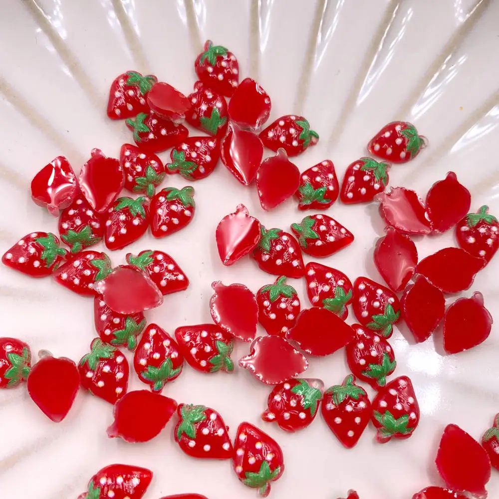 60 Buah Patung Stroberi Merah  - Nail Art Quirky ulasan dan harga
