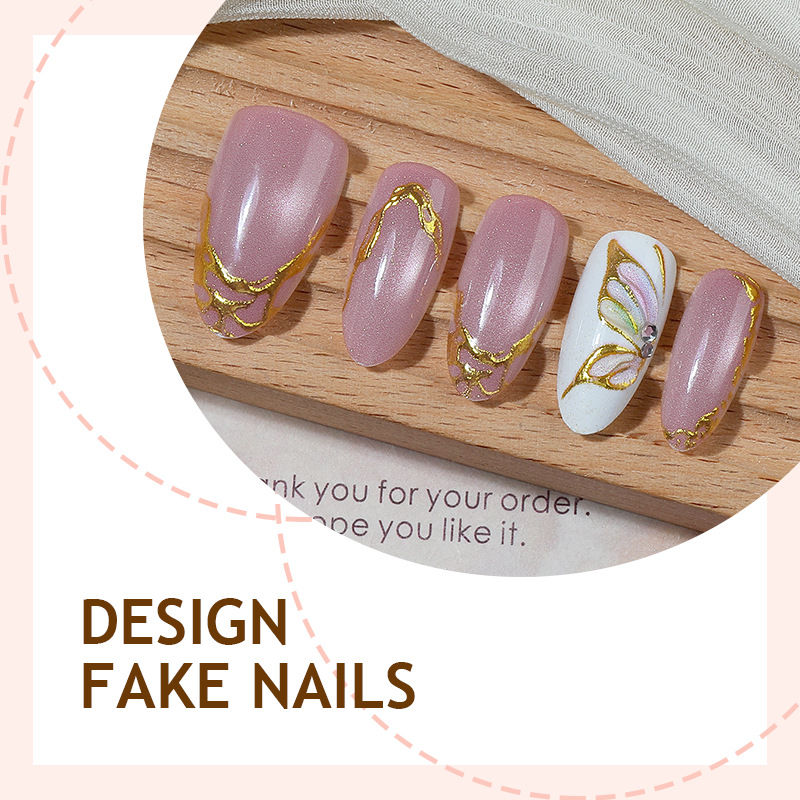 Kuku Palsu Almond Cat Eye Moti - Nail Art Cat Eye Simple ulasan dan harga