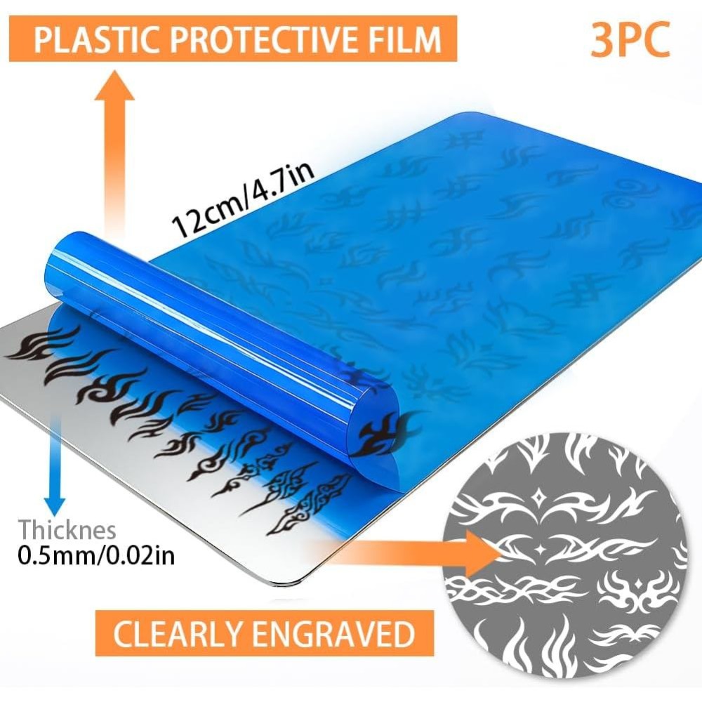 3pcs Plat Stamping Kuku Gaya T - Nail Art Gothic ulasan dan harga