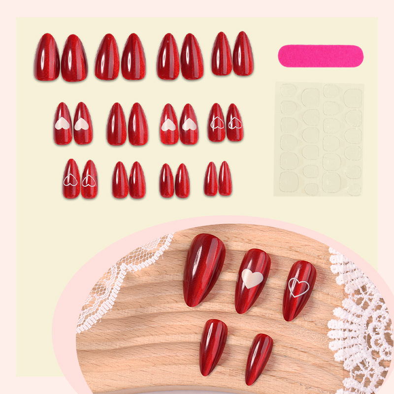24PCS Kuku Palsu Bentuk Almond - Nail Art Cat Eye Simple ulasan dan harga