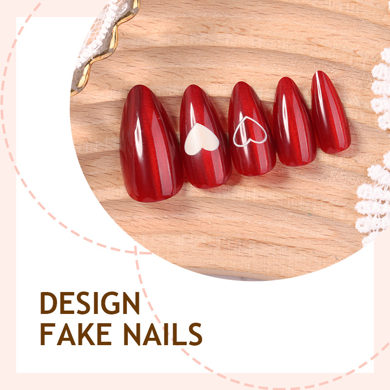 24PCS Kuku Palsu Bentuk Almond - Nail Art Cat Eye Simple ulasan dan harga