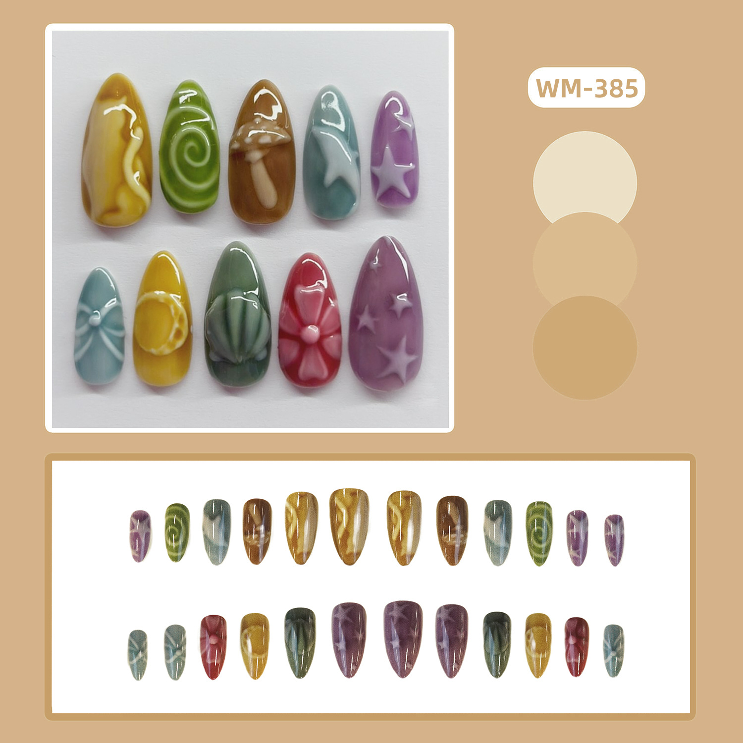 24pcs Kuku Palsu Motif Bintang - Nail Art Full Motif ulasan dan harga