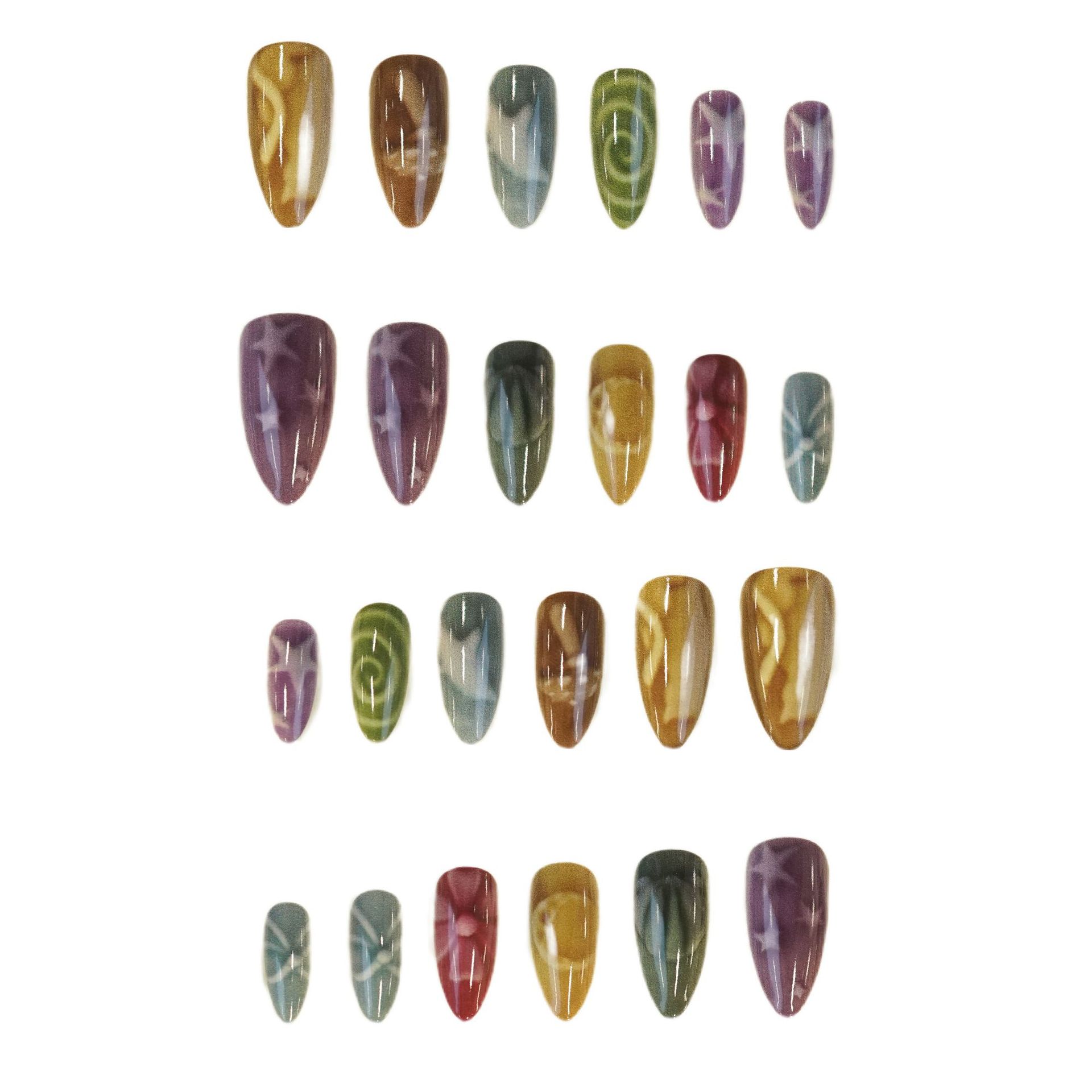 24pcs Kuku Palsu Motif Bintang - Nail Art Full Motif ulasan dan harga