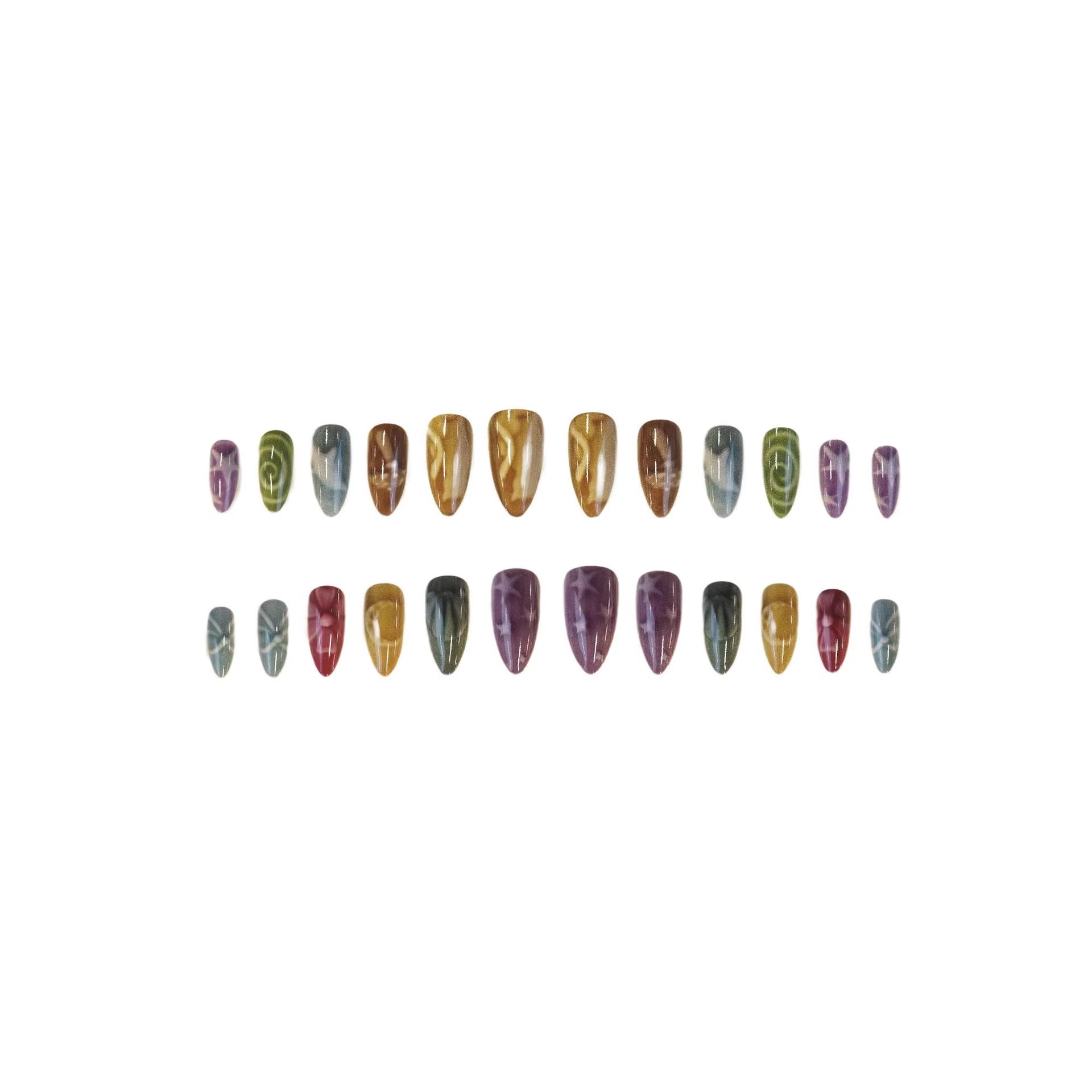 24pcs Kuku Palsu Motif Bintang - Nail Art Full Motif ulasan dan harga