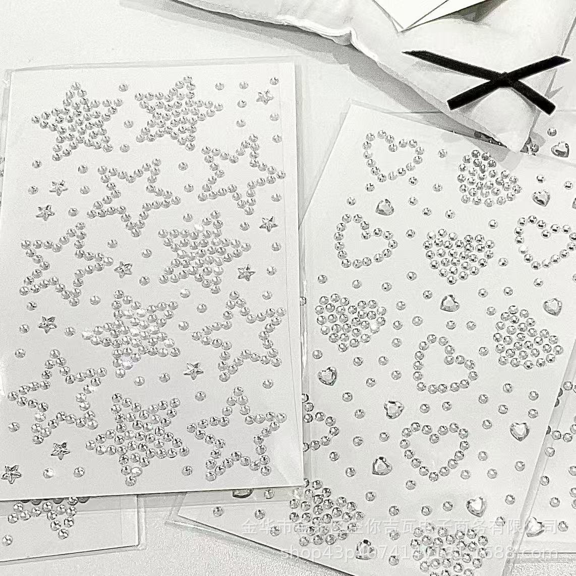 Stiker Hati Bintang Perak Berh - Rhinestone Nail Gem ulasan dan harga