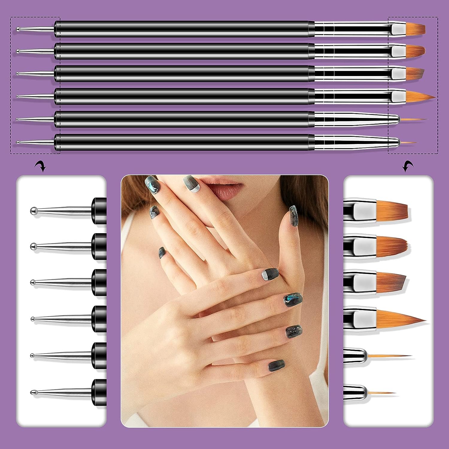 6/31 buah kuas seni kuku desai - Nail Fan Brush ulasan dan harga
