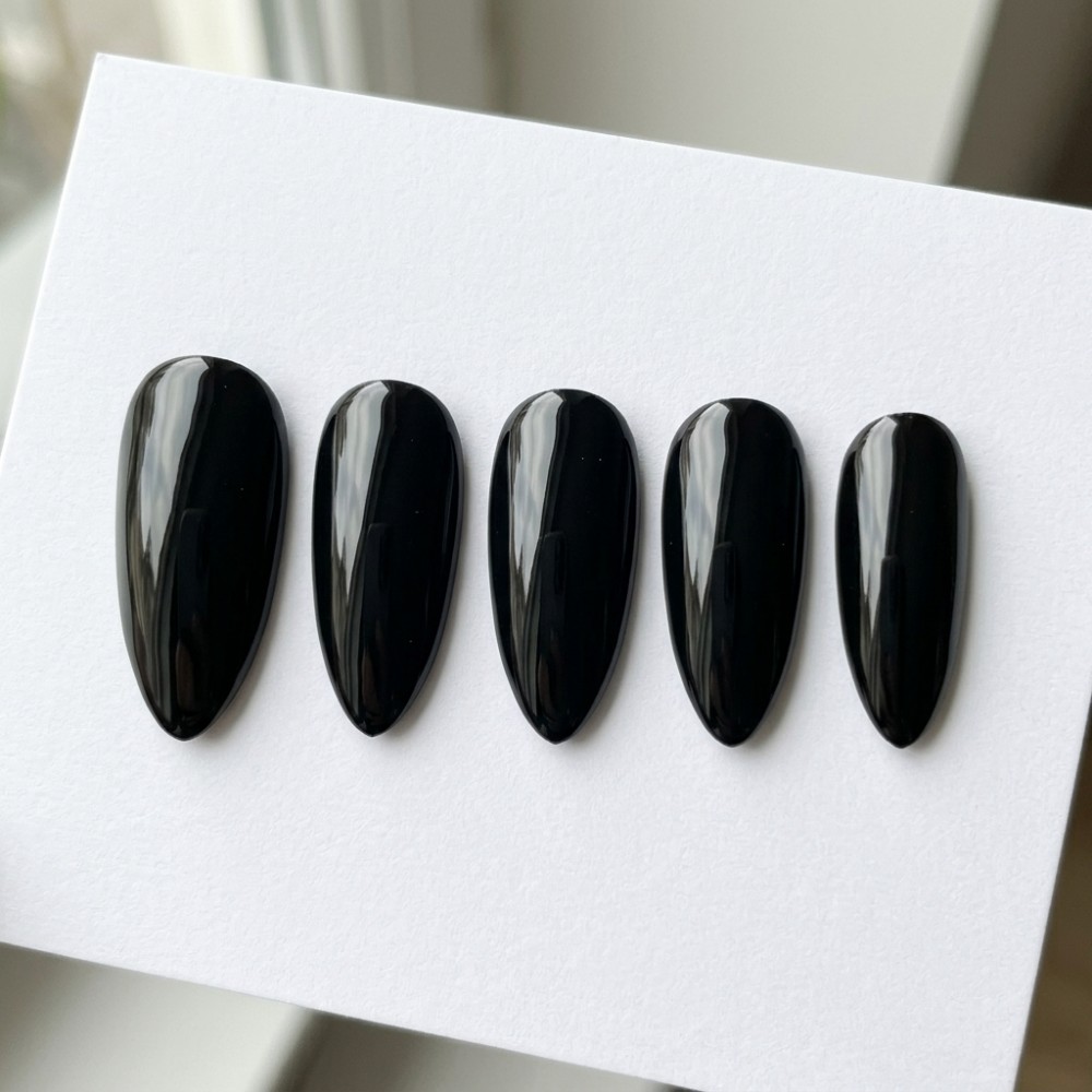 Kuku Palsu Hitam Mengkilap Mod - Nail Art Gothic ulasan dan harga
