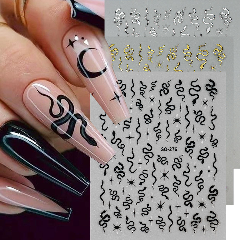 3 Buah Stiker Seni Kuku Ular H - Nail Art Gothic ulasan dan harga