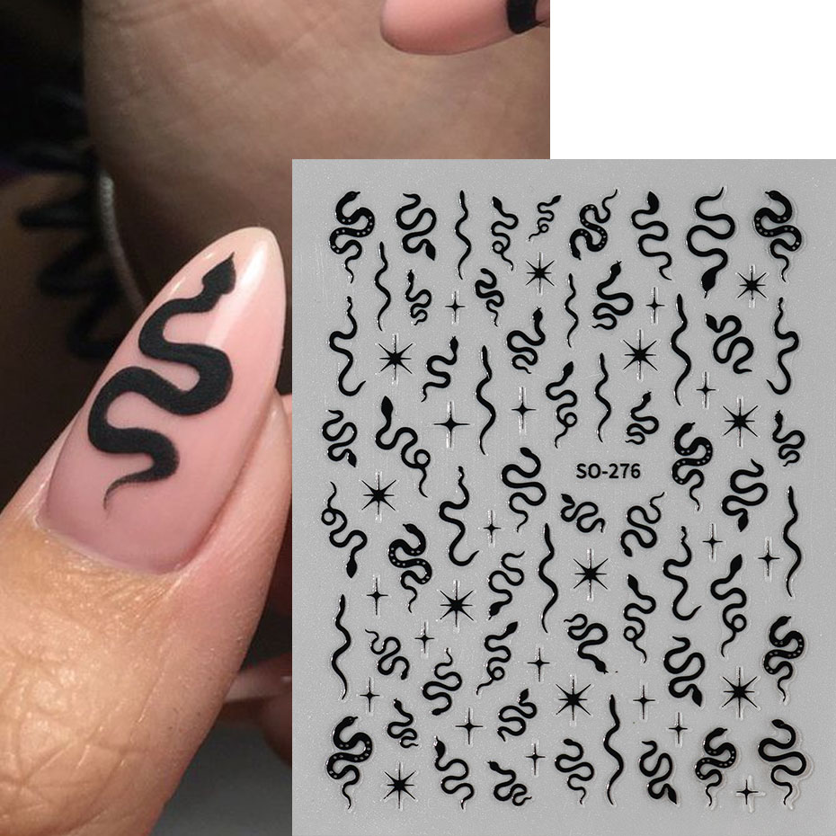 3 Buah Stiker Seni Kuku Ular H - Nail Art Gothic ulasan dan harga